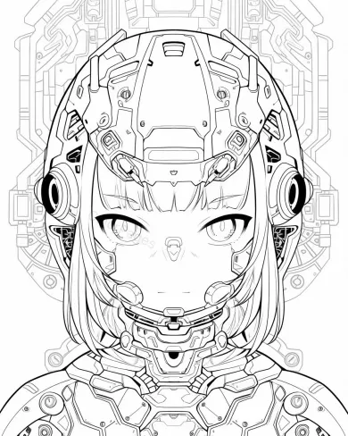 Futuristic Robot Coloring Page