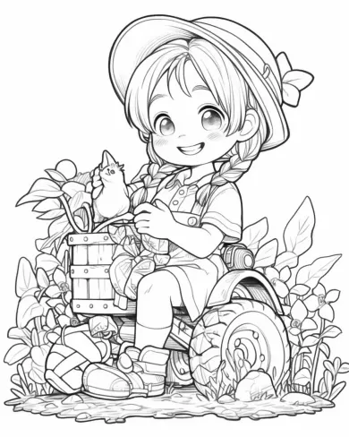 Charming Child on a Tractor Coloring Page