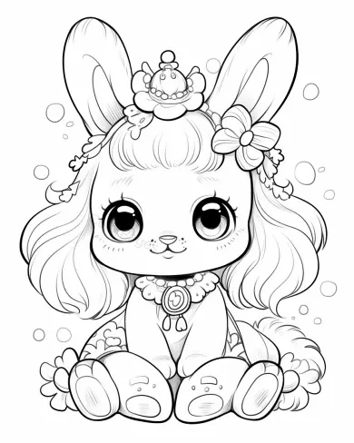 Adorable Bunny Princess Coloring Page