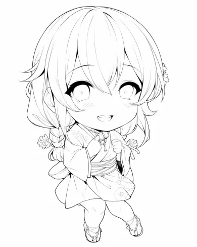 Charming Chibi Character Coloring Page