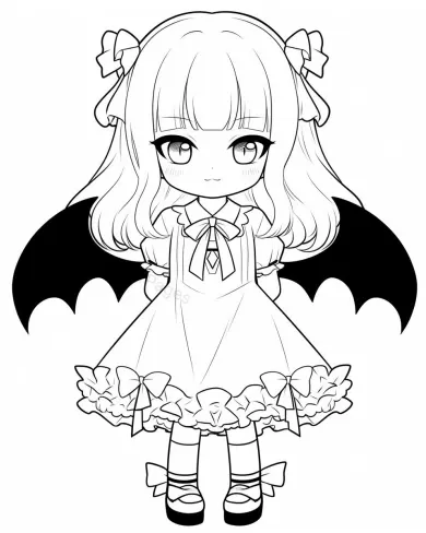 Charming Gothic Girl Coloring Page