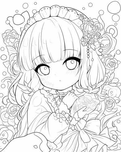 Charming Floral Fantasy Coloring Page