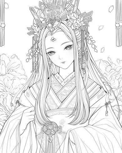 Oriental Beauty Coloring Page
