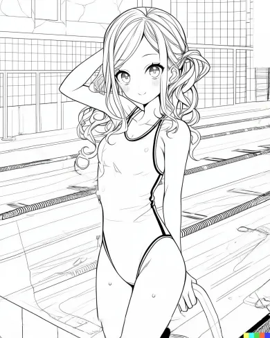 Swimmer Girl Coloring Page