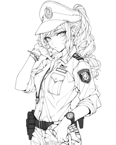 Stylish Police Officer Coloring Page