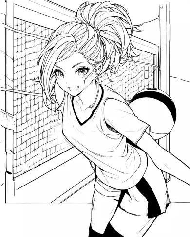 Energetic Volleyball Girl Coloring Page