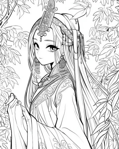 Magical Eastern Princess Coloring Page