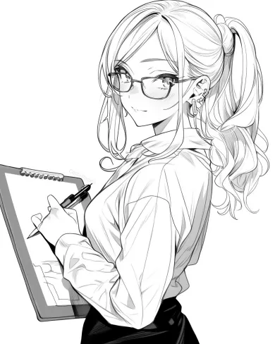 Charming Artist with Clipboard Coloring Page