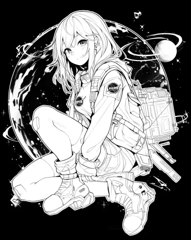 Adventurous Space Explorer Coloring Page