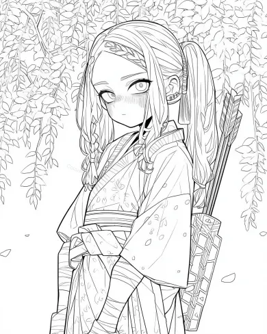 Enchanting Coloring Page of a Young Archer