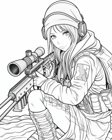 Adventurous Sniper Coloring Page