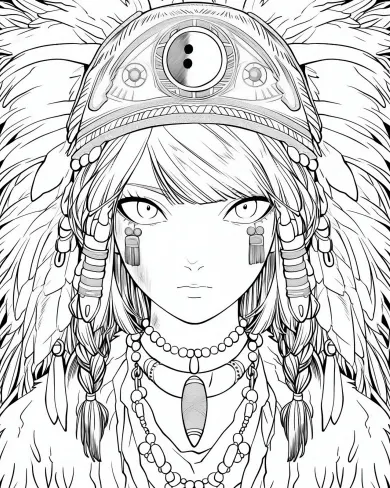 Majestic Native Spirit Coloring Page