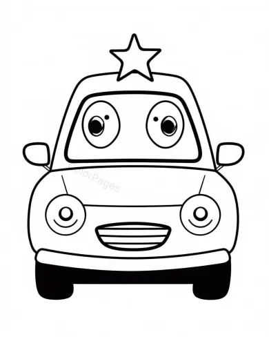 Cute Police Car Coloring Page