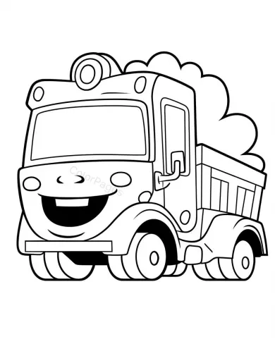 Happy Dump Truck Coloring Page