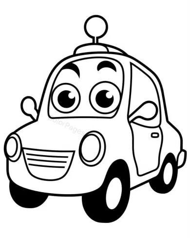 Charming Cartoon Car Coloring Page