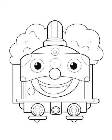Cheerful Train Coloring Page