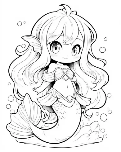 Charming Mermaid Coloring Page