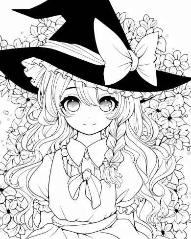Whimsical Witch Coloring Page