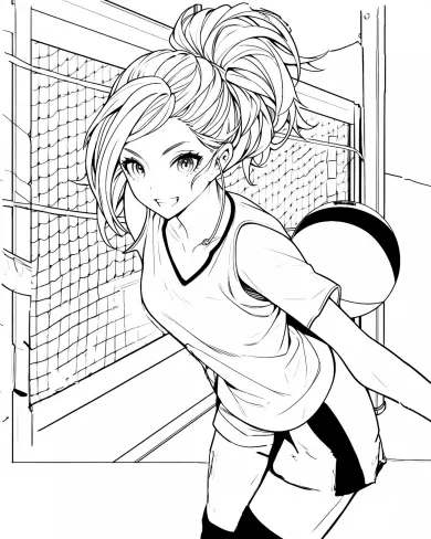 Energetic Volleyball Player Coloring Page