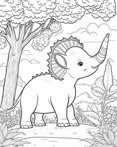 Adorable Dinosaur Coloring Page