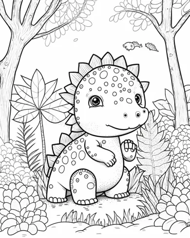 Cute Dino Coloring Page