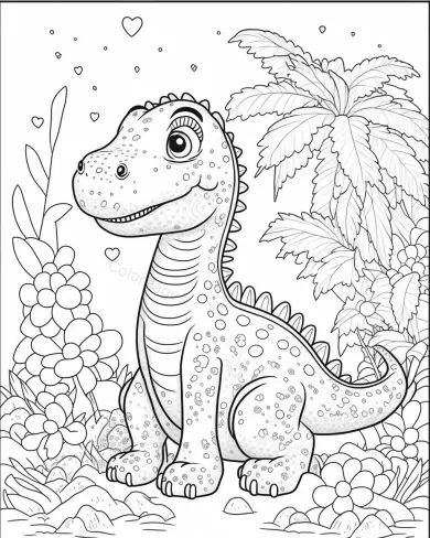Friendly Dinosaur Coloring Page