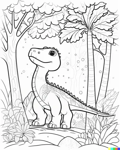 Cute Dinosaur in a Jungle Scene