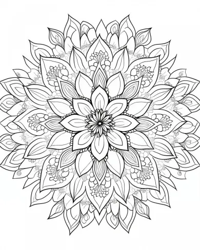 Elegant Floral Mandala Coloring Page