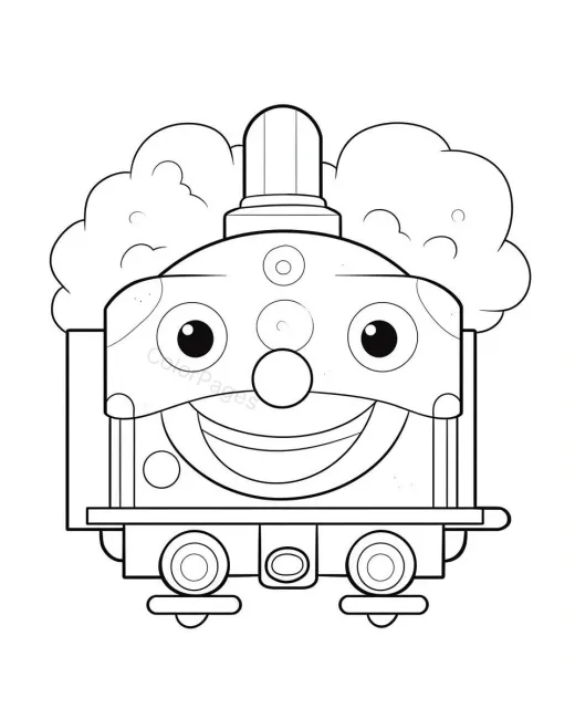 Cheerful Train Coloring Page preview