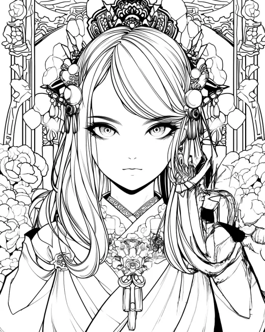 Elegant Portrait Coloring Page preview