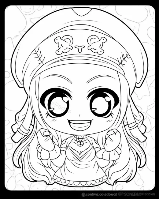Charming Chibi Character Coloring Page preview