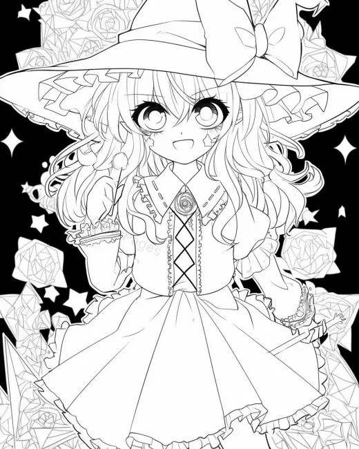 Charming Witch Coloring Page preview