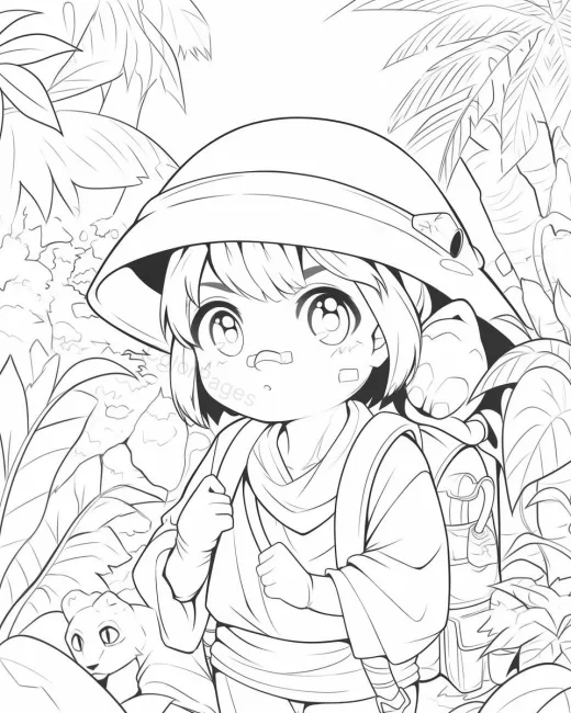 Adventurous Explorer Coloring Page preview