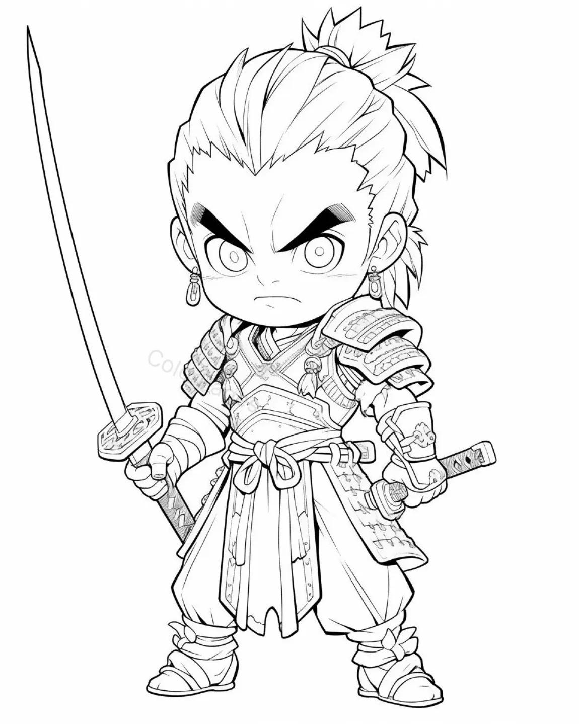 Chibi Warrior Coloring Page