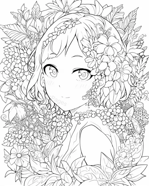Charming Floral Fantasy Coloring Page preview