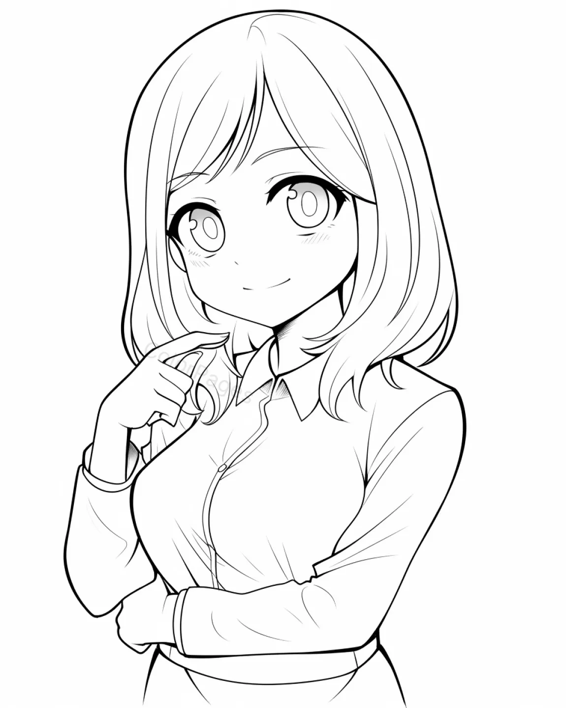Charming Anime Girl Coloring Page