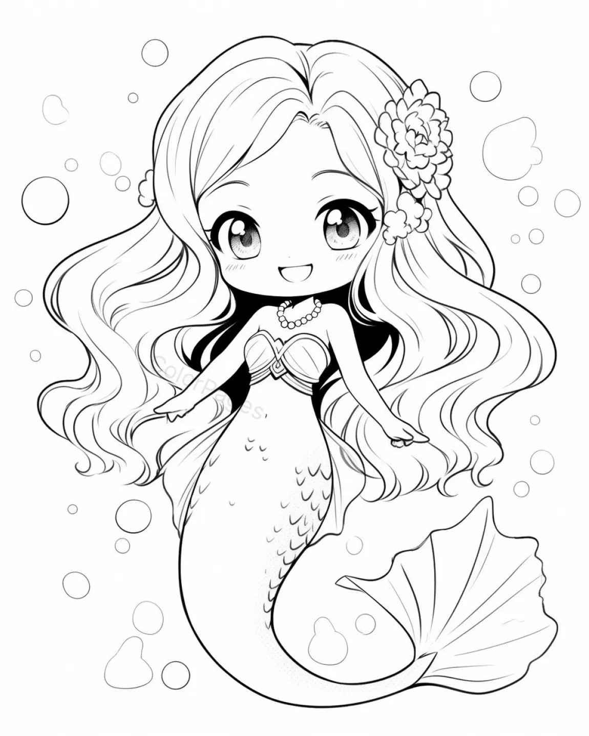 Charming Mermaid Coloring Page