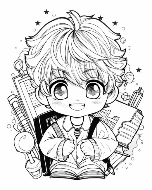 Cheerful Student Coloring Page preview
