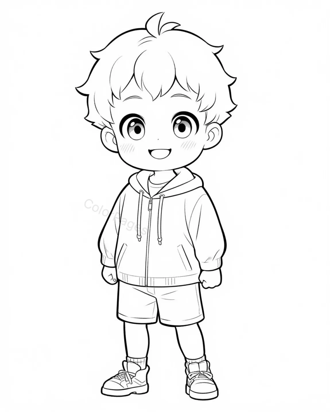 Cheerful Boy Coloring Page
