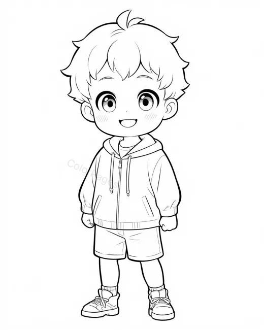 Cheerful Boy Coloring Page preview
