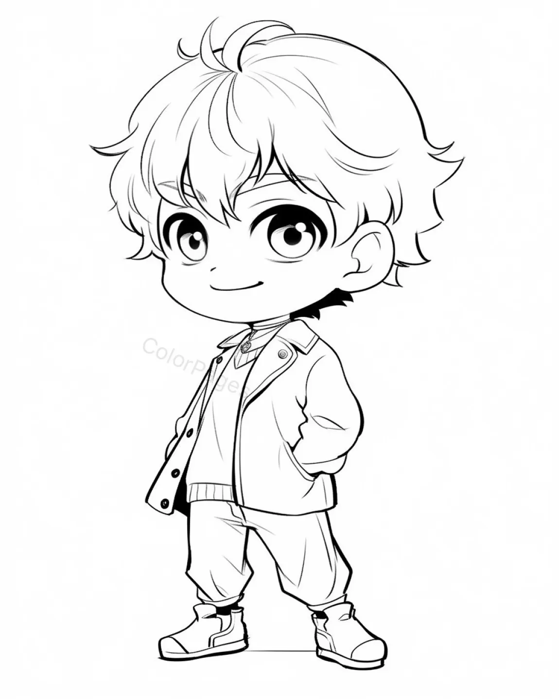 Charming Chibi Character Coloring Page