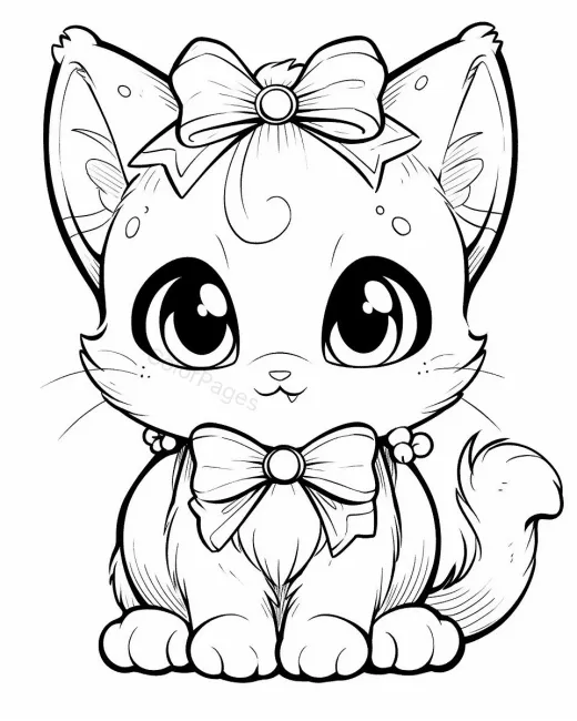 Adorable Kitten Coloring Page preview