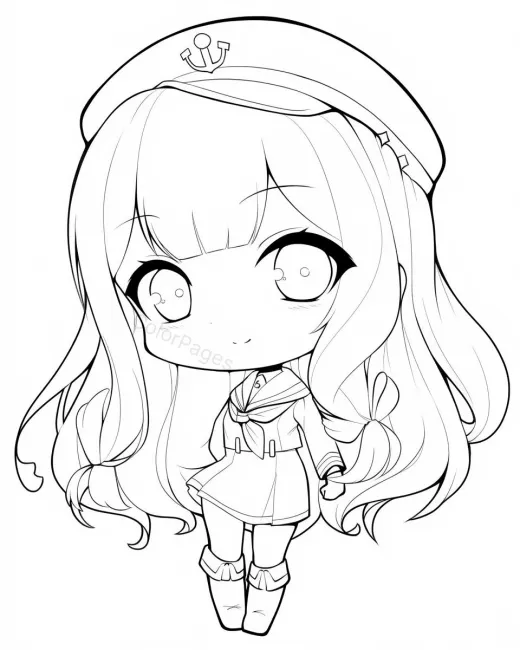 Charming Sailor Girl Coloring Page preview