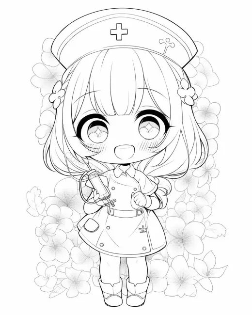 Cute Nurse Coloring Page preview