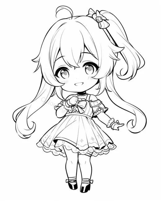 Cute Chibi Character Coloring Page preview