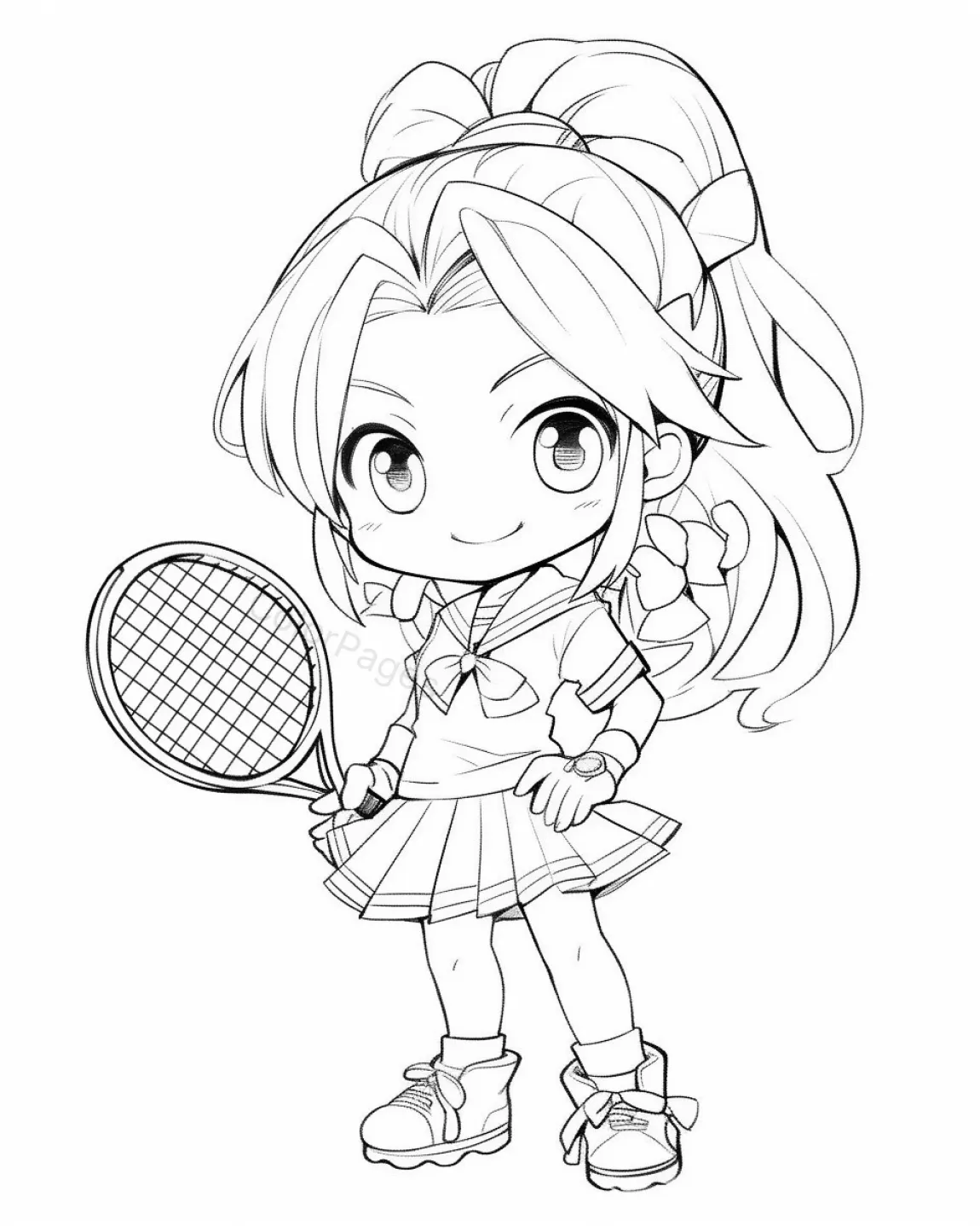 Fun Tennis Girl Coloring Page