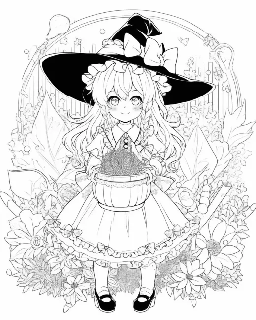 Charming Witch Coloring Page preview