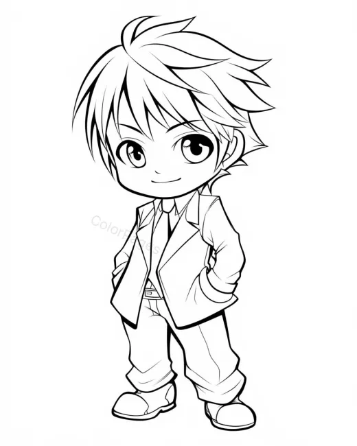 Charming Chibi Character Coloring Page preview
