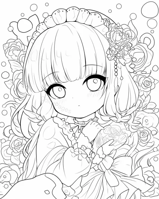 Charming Floral Fantasy Coloring Page preview