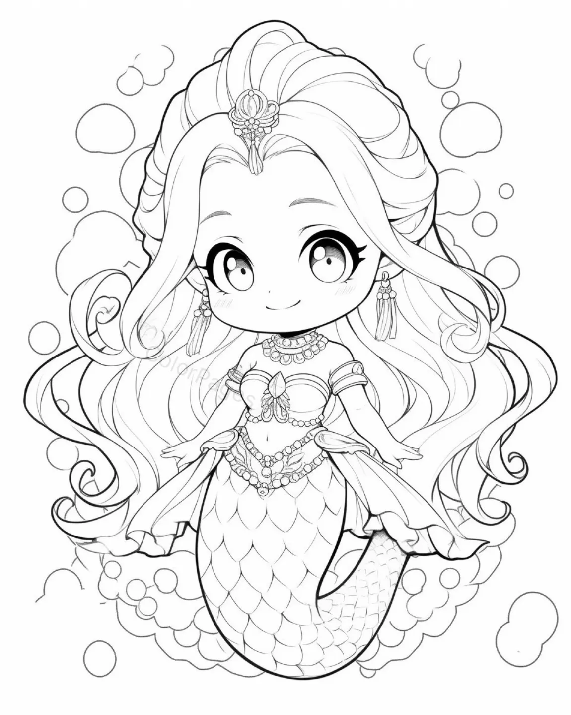 Charming Mermaid Coloring Page